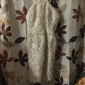 Club Monaco Doina Gold and White Lace Dress